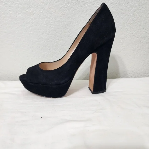 Jean-Michel Cazabat Black Suede Peep Toe Heels Size 38/8 - Picture 6 of 11